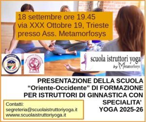 18 settembre 2025 – ore 19.45 presentazione della Scuola “Oriente-Occidente”…